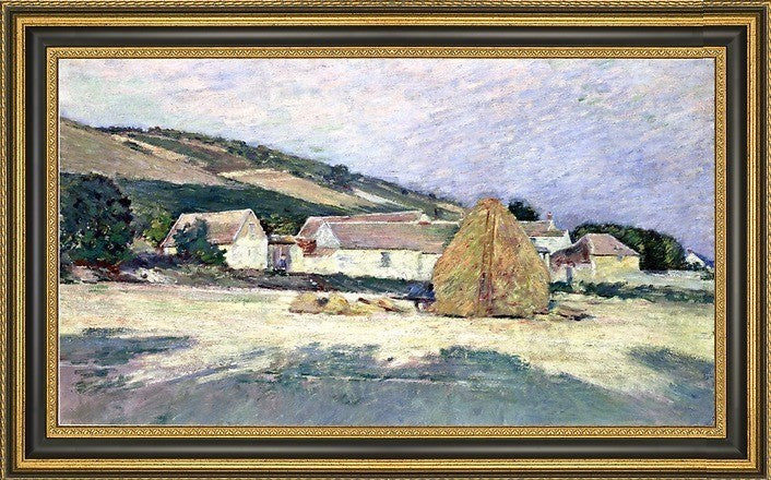 Theodore Robinson a Farm House in Giverny Framed Premium Canvas Print, 15"x30"