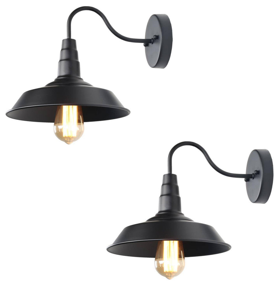 LNC 2-Pack Black Lamps Gooseneck Wall Sconces Barn Warehouse Industrial