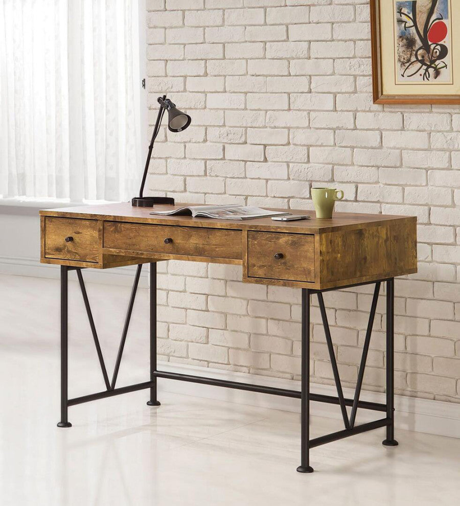 3-Drawer Writing Desk, Antique Nutmeg and Black