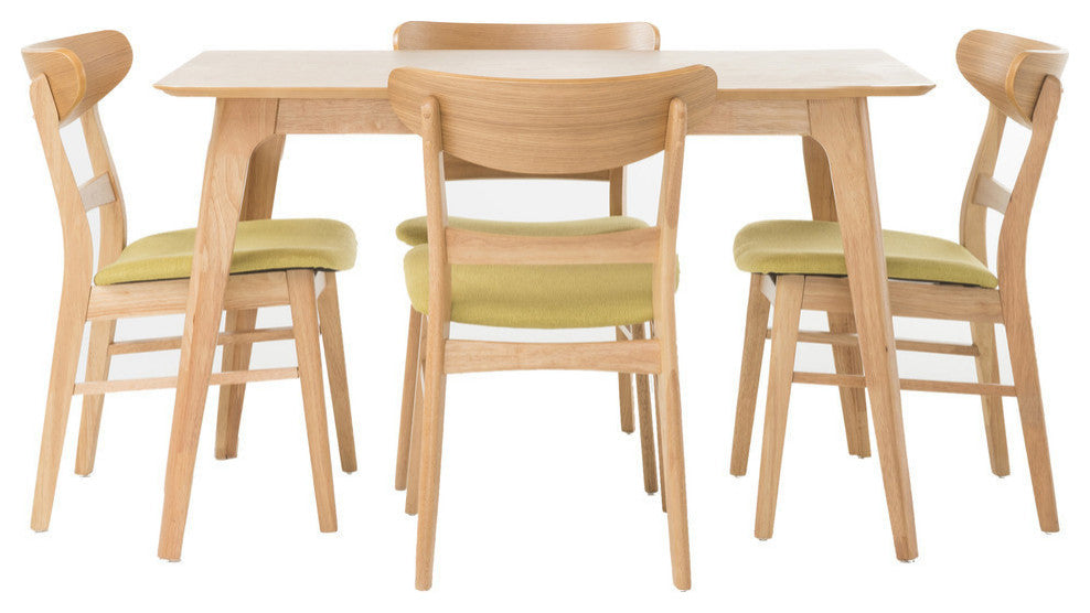 GDF Studio Mid-Century Modern 5 Piece Dining Set, Green Tea