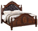 Benzara BM168583 Transitional Wooden E.King Bed With PU HB Floral Design, Finish