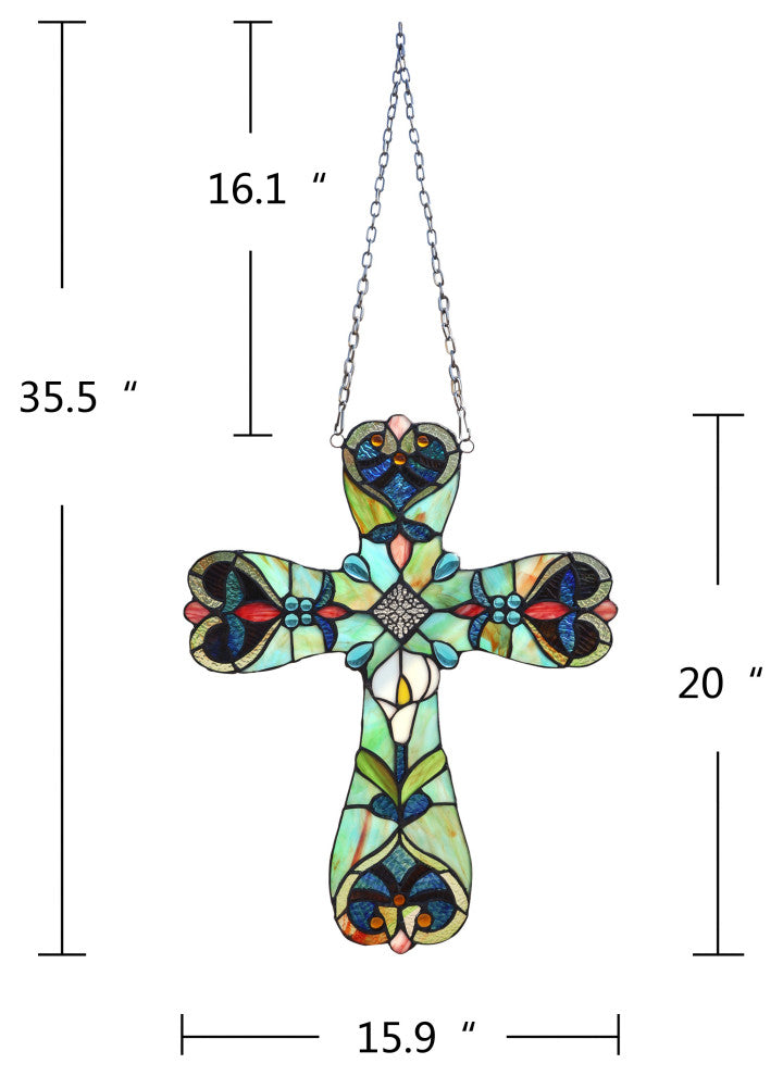 Alena Victorian Tiffany-Style Stained Glass Panel 20" Tall
