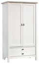 Sauder Cottage Road Engineered Wood Armoire in Soft White and Lintel Oak