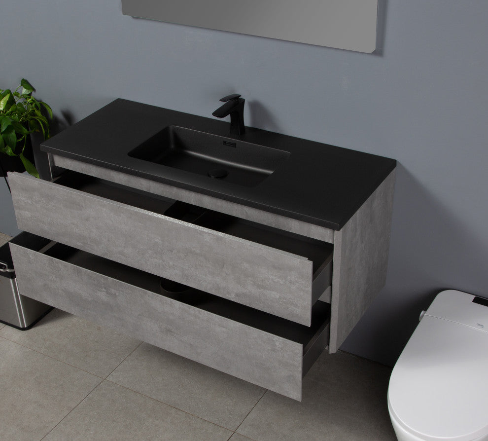 Bridgeport Wall Mounted Vanity Set With Cabinet and Integrated Basin, 48"
