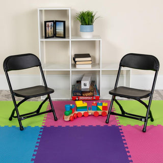 2 Pack Kids Plastic Folding Chair, Black
