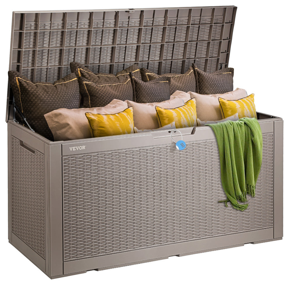 VEVOR Deck Box Indoor Outdoor Storage Box 100 Gallon Resin for Cushions Toys