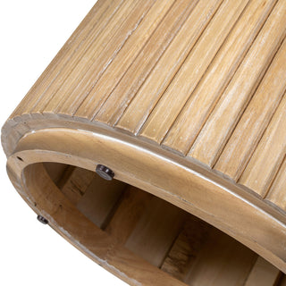 Charlotte 55" Round Fluted Wood Dining Table, Bleached Blonde