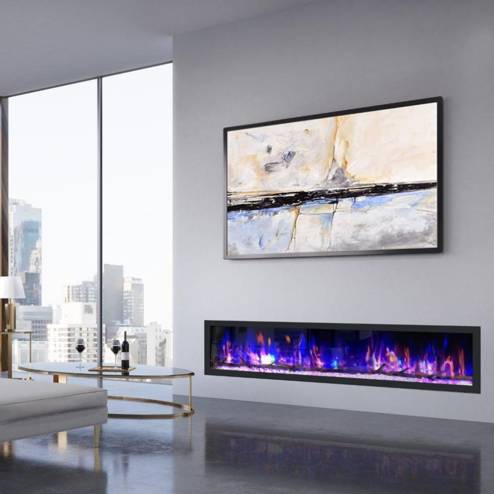 Dynasty Cascade Built-in Linear Smart Electric Fireplace, 82" Wide