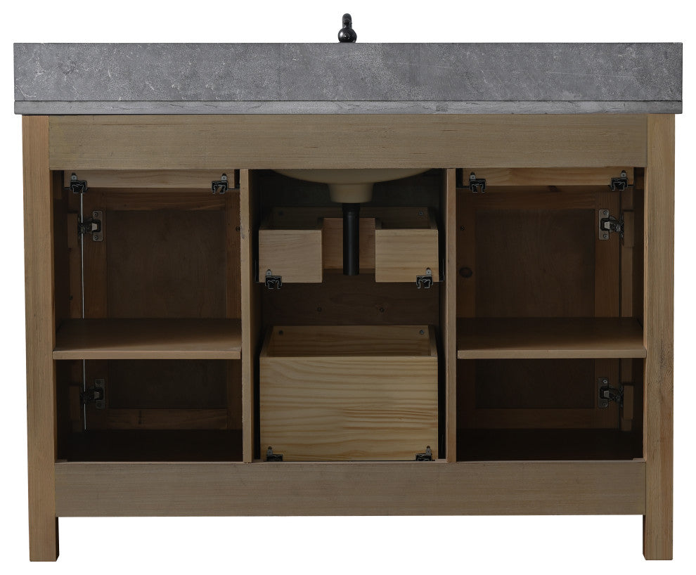 Jasper 48" Bathroom Vanity, Textured Natural, Blue Limestone