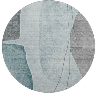 Premium Machine Washable Mayfield AMF696 Teal 8' x 8' Round Rug