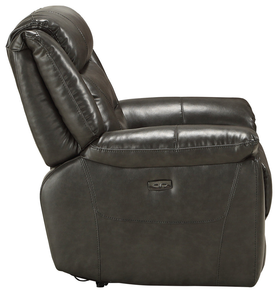 ACME Imogen Loveseat, Power Motion, Gray Leather-Aire