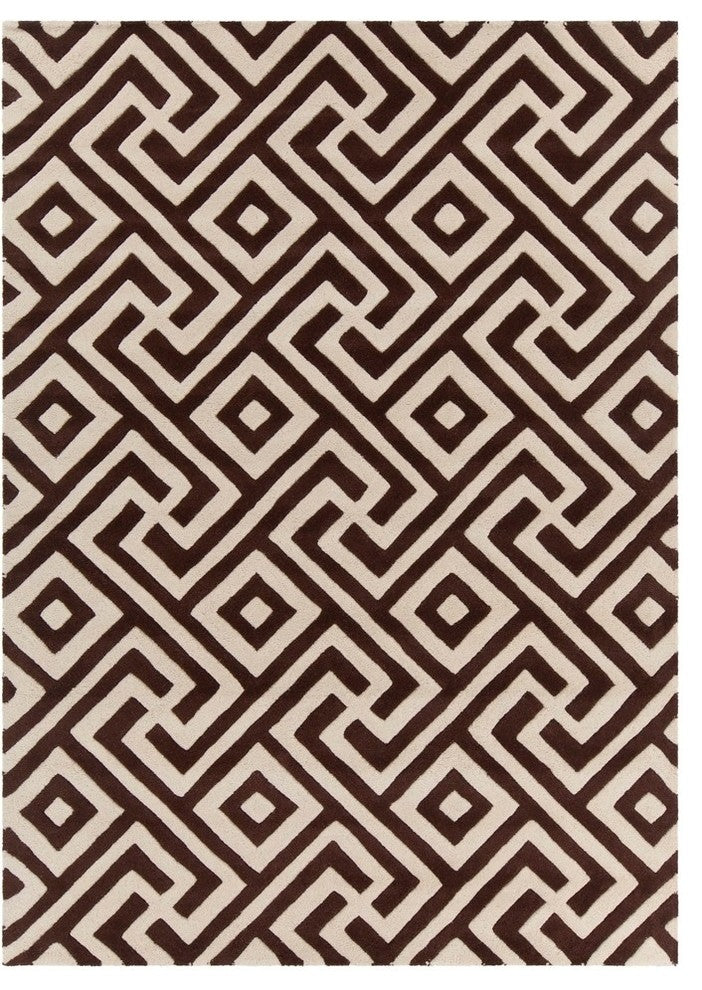 Davin Contemporary Area Rug, Brown and Cream, 7'x10'