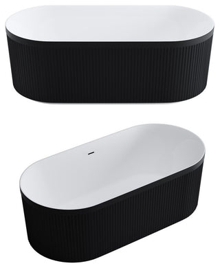 Serenity 67" Fluted Acrylic Soaking Tub, Oval, Matte Black