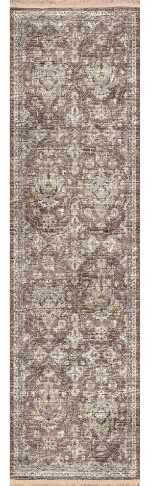 Indoor/Outdoor Marbella MB4 Mocha Machine Washable 2'3" x 10' Runner Rug