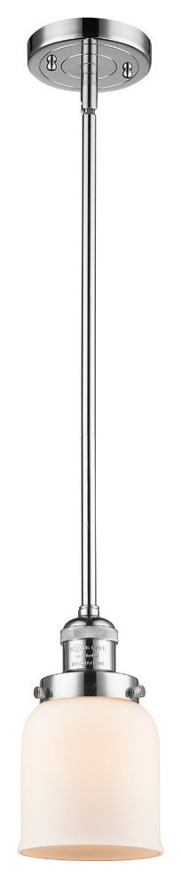 Small Bell 1-Light LED Pendant, Polished Chrome, Glass: Matte White Cased