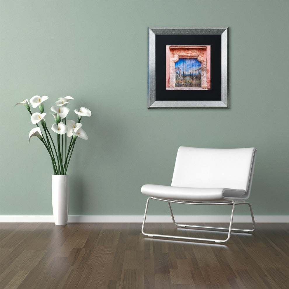 Michael Blanchette 'Old Painted Door' Art, Silver Frame, Black Mat, 16x16