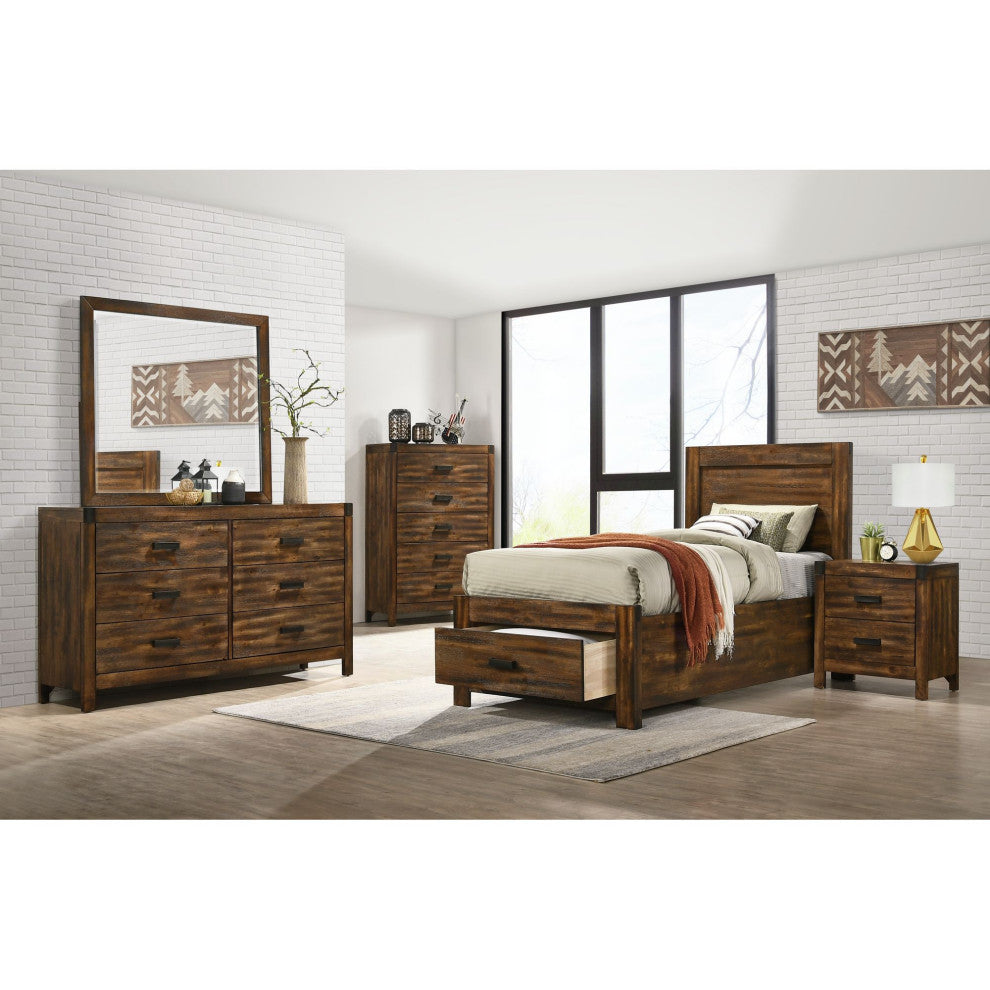 Picket House Furnishings Wren Twin Platform Storage Bed, Chestnut