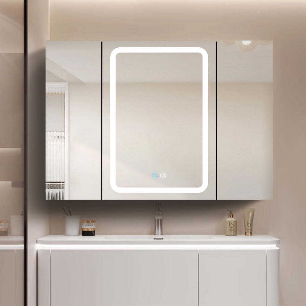 40 in.W x 30 in. H Aluminum Surface Mounted LED Medicine Cabinet with Mirrors