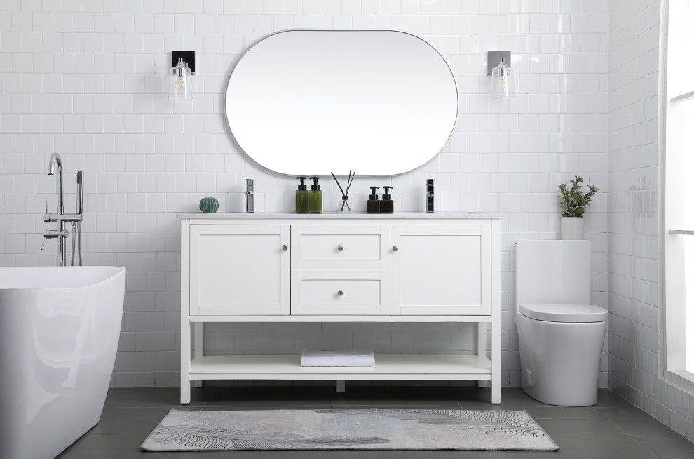 60" Double Bathroom Vanity, White