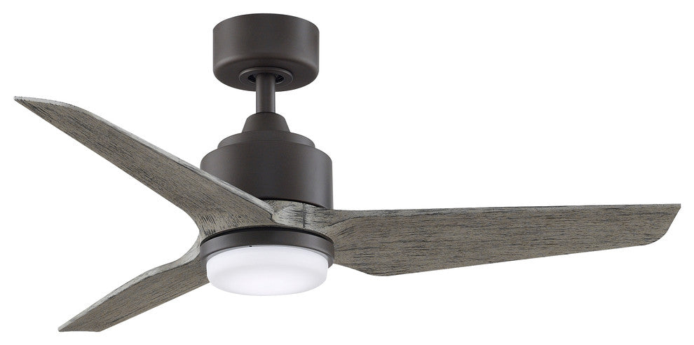 Fanimation TriAire Custom Ceiling Fan/LED Light, Matte Greige/Weathered Wood, 44