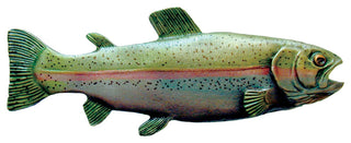 Rainbow Trout Pull Hand-Tinted Antique Pewter Left Side, Faces Right, Left
