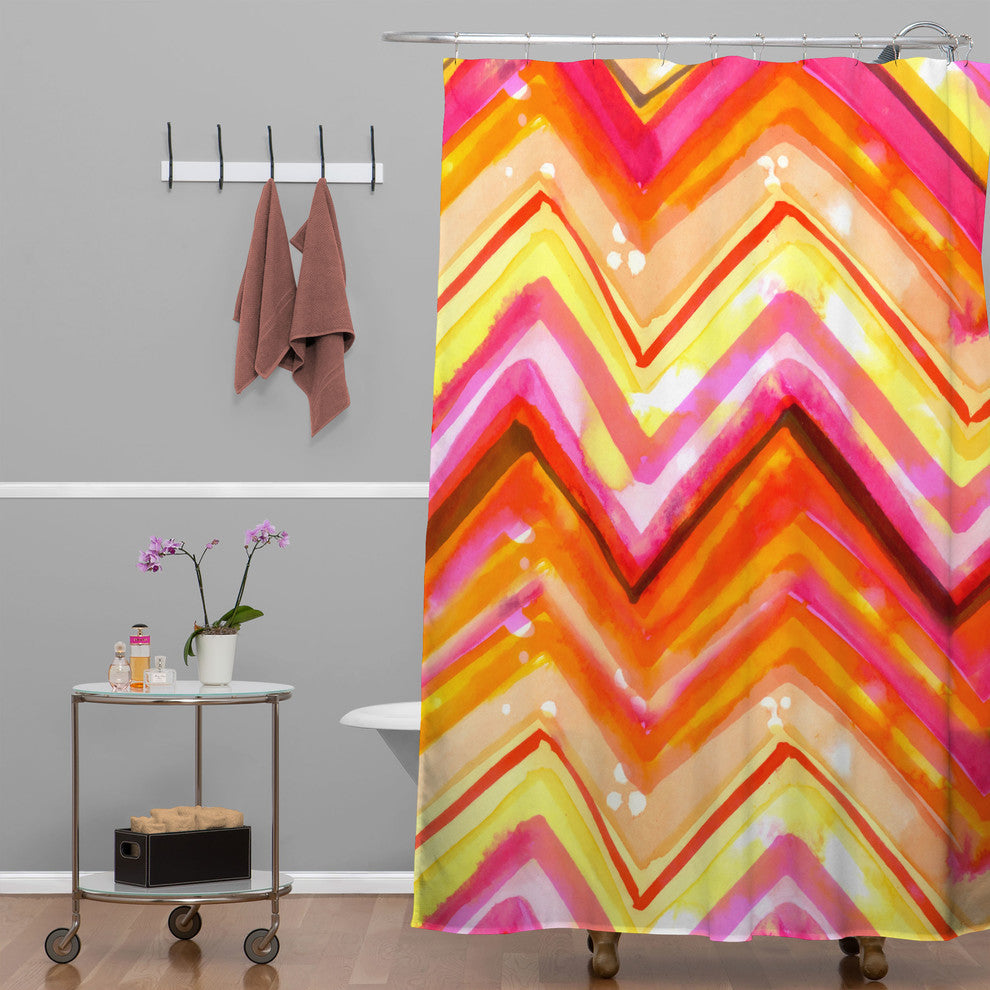 Deny Designs Cayenablanca Watercolour Chevron Shower Curtain