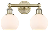 Athens 2-Light 15" Bath Vanity Light, Antique Brass, Matte White