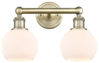 Athens 2-Light 15" Bath Vanity Light, Antique Brass, Matte White