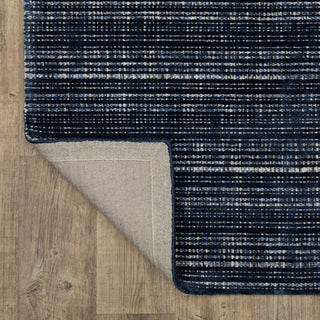 Cayden Textural Stripe Wool Blend Navy/ Blue Hand-tufted Rug 8' x 10'