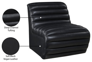 Vega Upholstered Accent Chair, Black, Vegan Leather