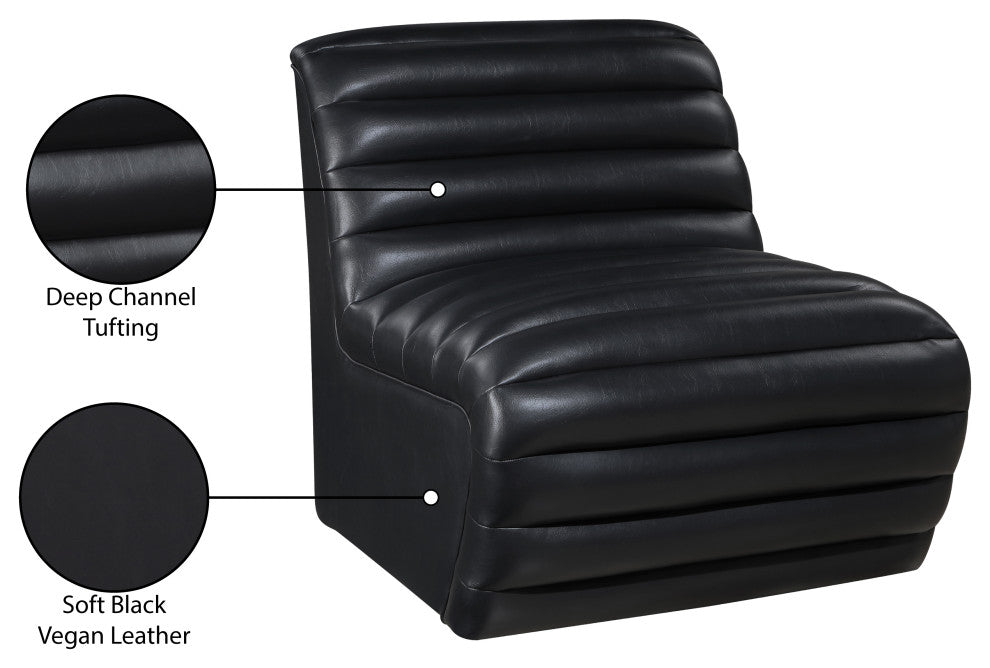 Vega Upholstered Accent Chair, Black, Vegan Leather