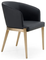 Modrest Kravitz Modern Dark Grey Vegan Leather, Antique Brass Dining Chair