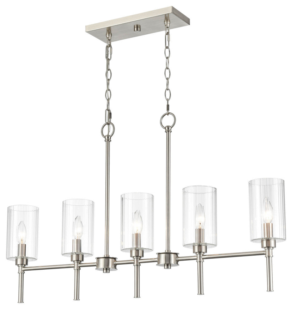 5 Light 36" Brushed Nickel Chandelier