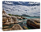 Rocky Beach with Dramatic Sky, Large Seashore Canvas Art Print, 60"x28"