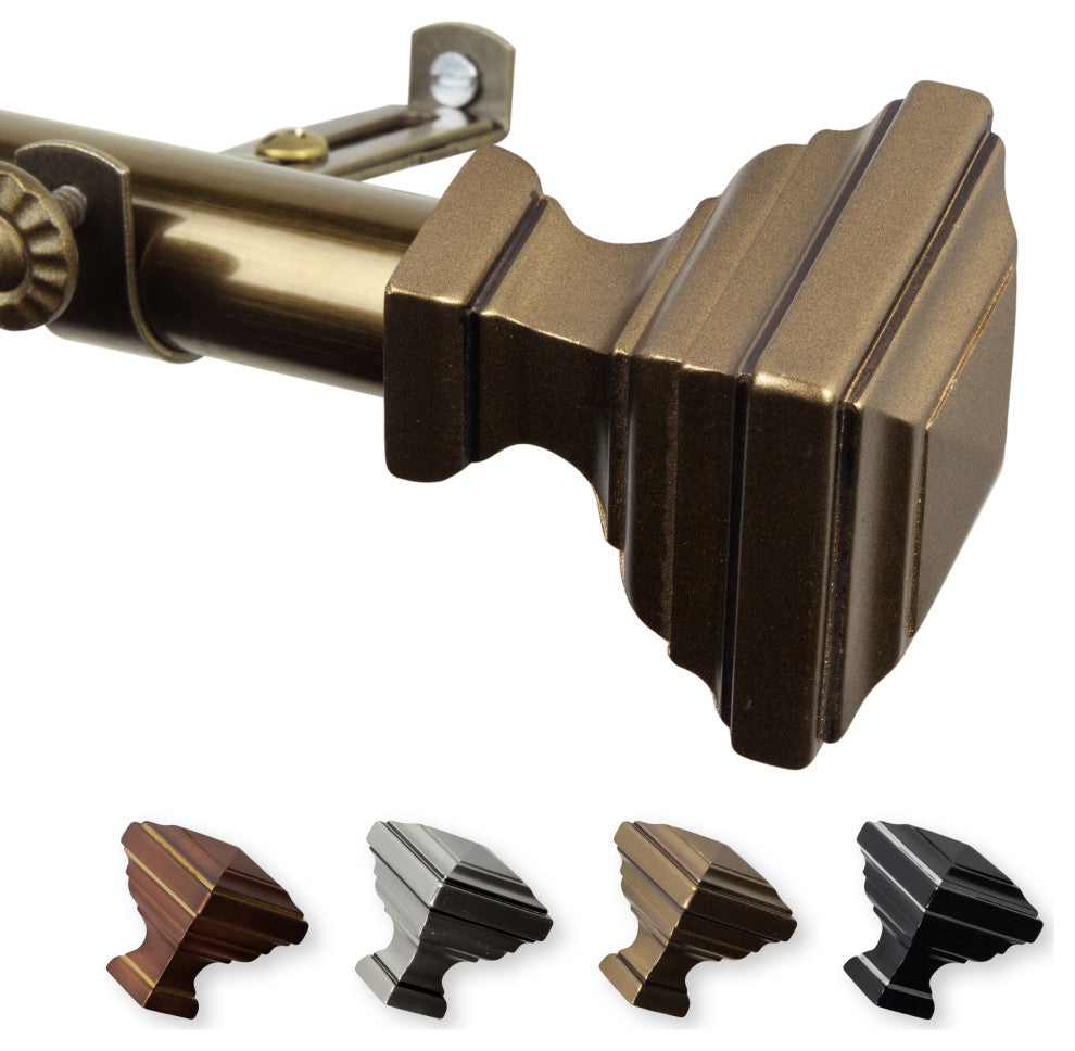 Kira 13/16" Curtain Rod, Antique Brass, 120-170"