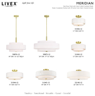 Livex Lighting 50875 Meridian 5 Light 24"W Drum Chandelier - Satin Brass
