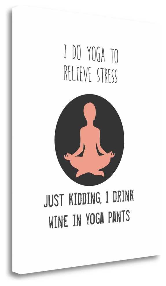 "Wine And Yoga" By Jan Weiss, Giclee Print on Gallery Wrap Canvas, Ready to Hang