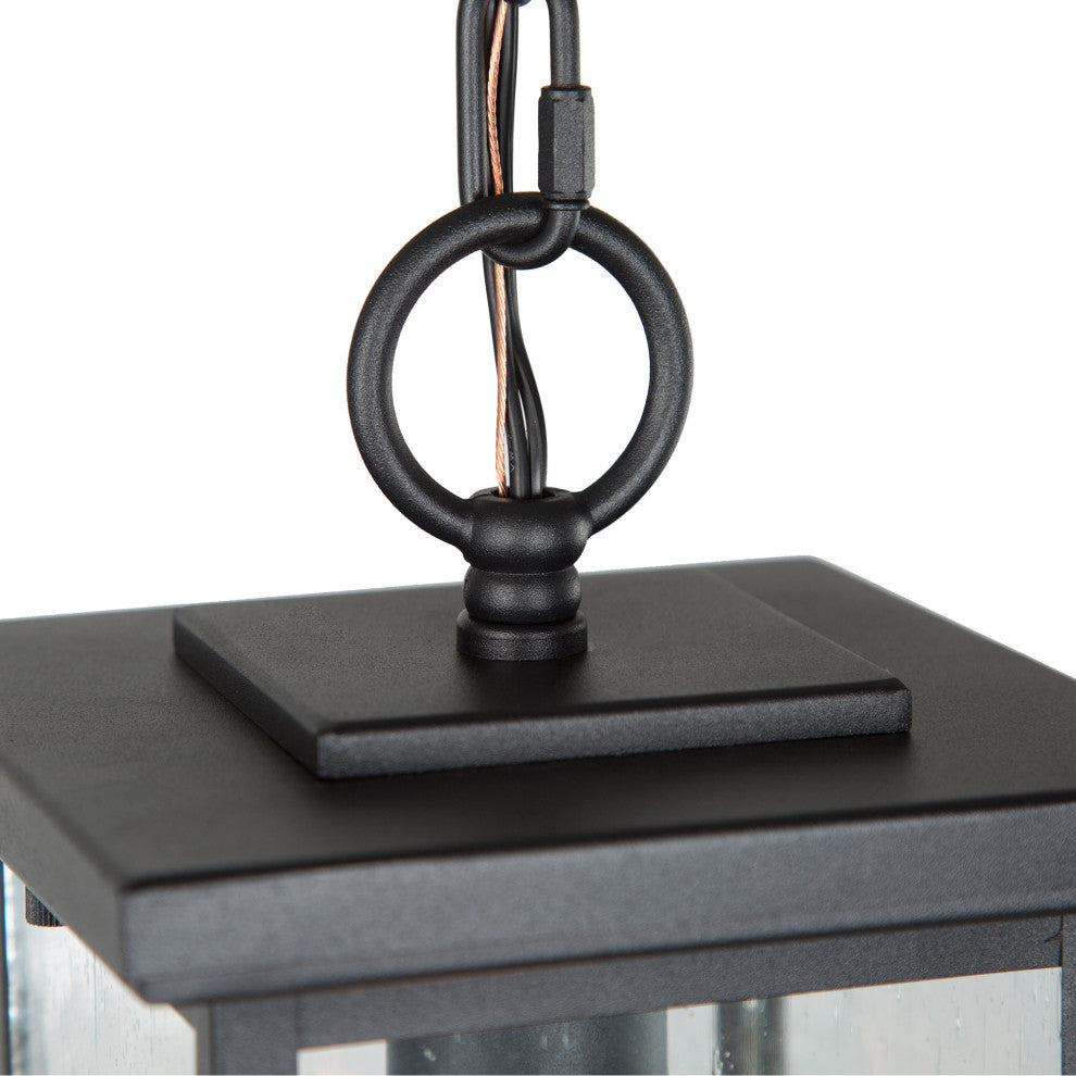 1-Light Square Outdoor Pendant Lamp, Black