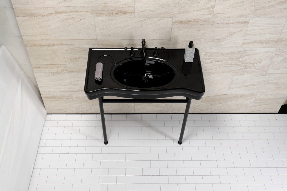 Fauceture VPB28140W80K 36" Ceramic Console Sink, Legs