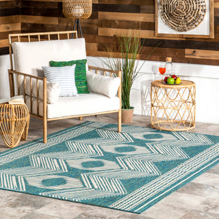 Nuloom Ranya Tribal Indoor/Outdoor Contemporary Area Rug, Teal 8'X10'