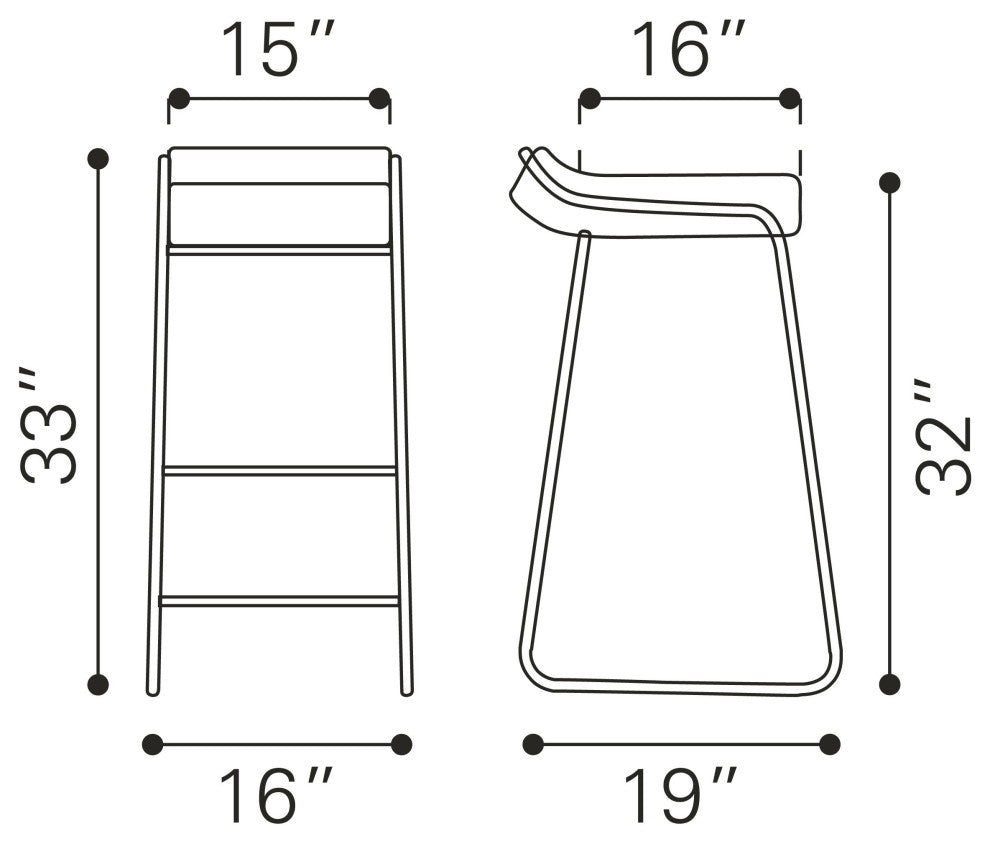 Wedge Barstool, Set of 2 White