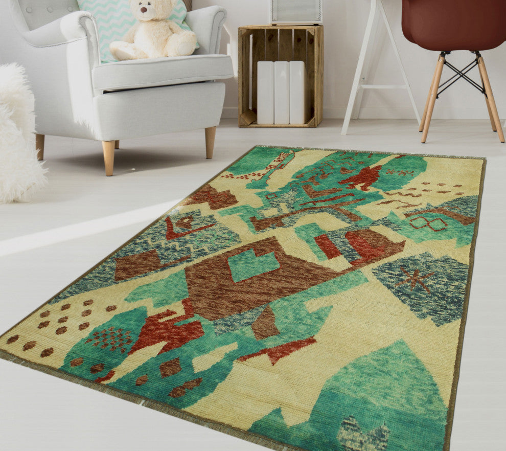 Balochi Imane Ivory/Red Rug, 4'0x5'10