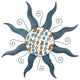 28 Inch Blue Metal Sun LED Light Wall Sculpture Decorative Rustic Home Decor Ar