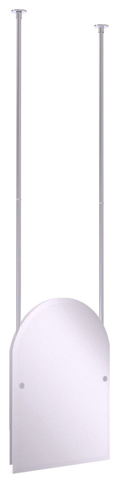 Frameless Arched Top Ceiling Hung Mirror, Satin Chrome