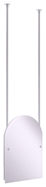 Frameless Arched Top Ceiling Hung Mirror, Satin Chrome