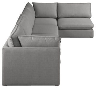 Mackenzie Linen Textured Fabric 5-Piece Modular L-Shaped Sectional, Grey