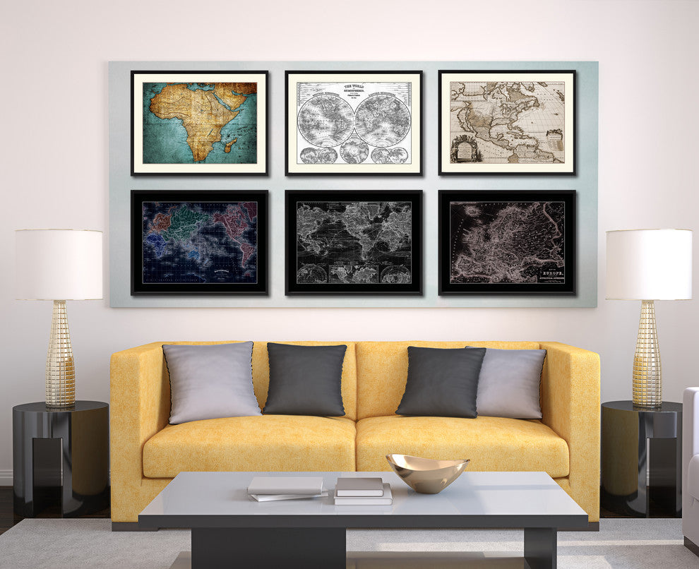 Europe Vintage Vivid Sepia Map Canvas, 16"x21"