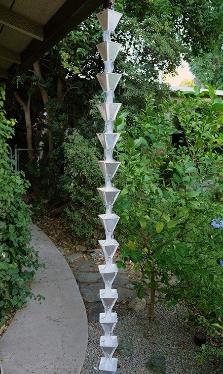 Aluminum Medium Square Cups Rain Chain With Installation Kit, 12'