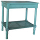 Jamestown Side Table with Rattan Shelf, Teal