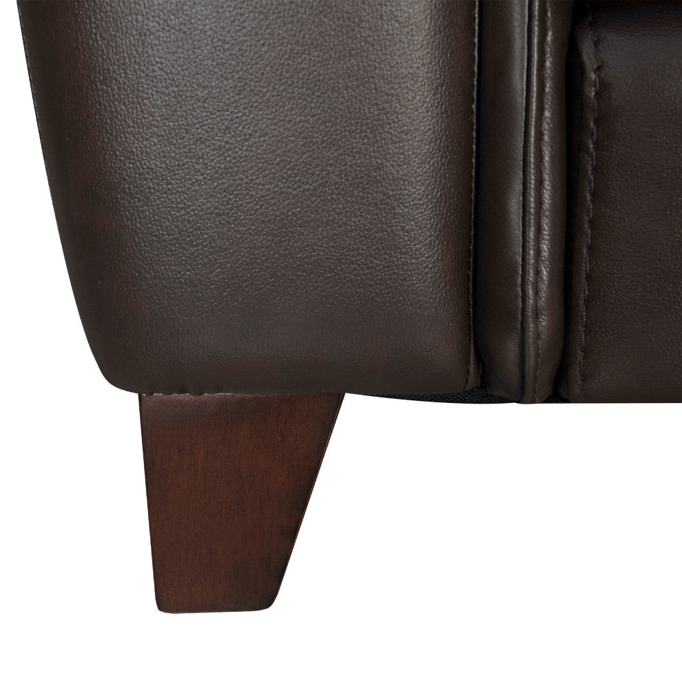 Bergen 87" Genuine Leather Square Arm Sofa, Espresso